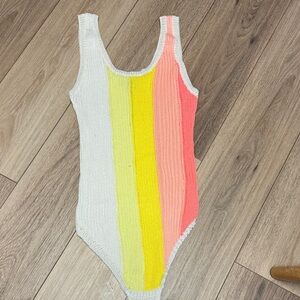 Miss Sparkling NWT S (M GOO TOO) crochet Colorful Striped bodysuit